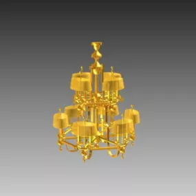 House Golden Chandelier Light Fixture 3d model