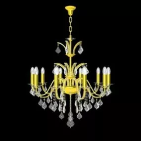 Living Room Golden Crystal Chandelier 3d model