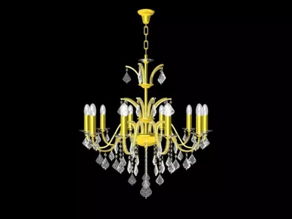 Living Room Golden Crystal Chandelier 3d model Living Room Golden Crystal Chandelier 3d model