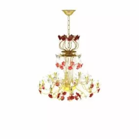 Golden Flower Chandelier Design 3d model