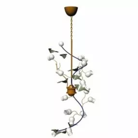Gold Leaf Ceiling Chandelier 3d model