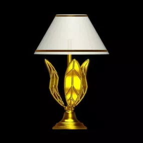 Gold Leaf Bedroom Table Lamp 3d model