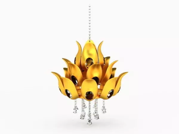 Gold Lotus Decoration Chandelier Fixture 3d model Gold Lotus Decoration Chandelier Fixture 3d model