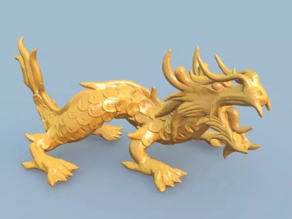 Chinese Golden Dragon Statue 3d model Chinese Golden Dragon Statue 3d model