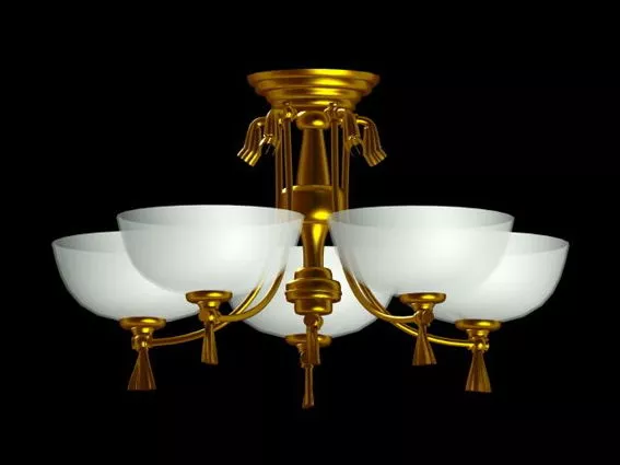 Golden Bowl Classic Chandelier 3d model Golden Bowl Classic Chandelier 3d model