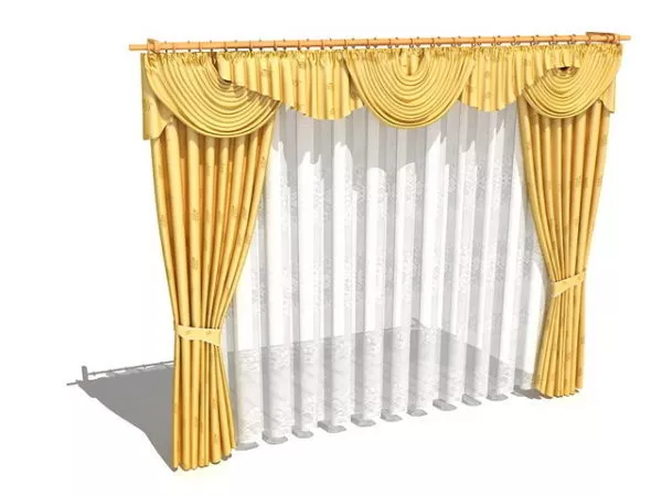 Yellow Drapes With Valance Design 3d model Yellow Drapes With Valance Design 3d model