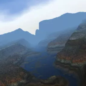 Grand Canyon With River Scene 3d model