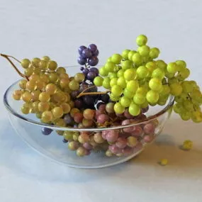 Grapes In Bowl Fruit 3d model