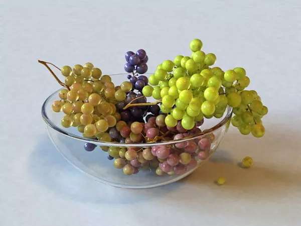 Grapes In Bowl Fruit 3d model Grapes In Bowl Fruit 3d model