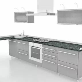 Gray Bar And Kitchen Cabinets 3d model