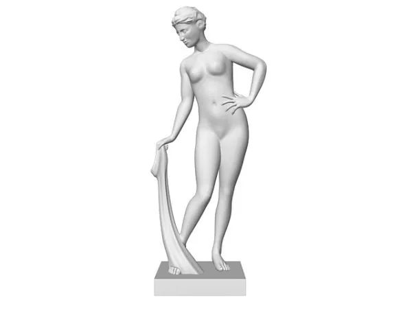 Stone Figurine Asian Warrior With Sword 3d model