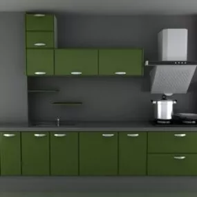 Green Apartment Kitchen Cabinet 3d model