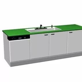 Green Top Kitchen With Sink Cabinet 3d model