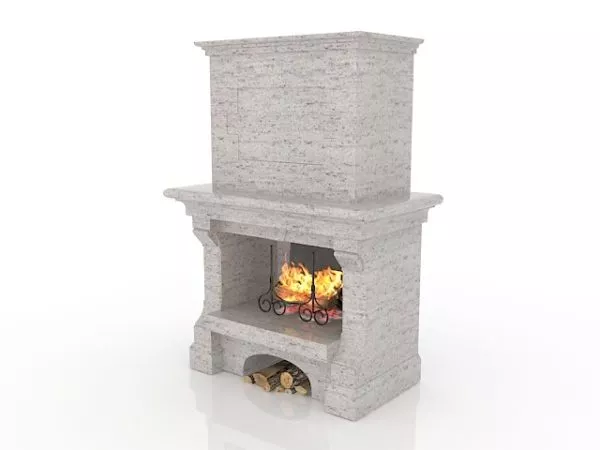 Grey Stone Vintage Fireplace 3d model Grey Stone Vintage Fireplace 3d model