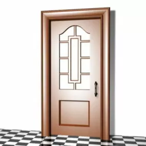 Wooden Half Glazed Composite Door 3d model