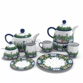Hand Painted Decorative Ceramic Coffee Tea 3d model