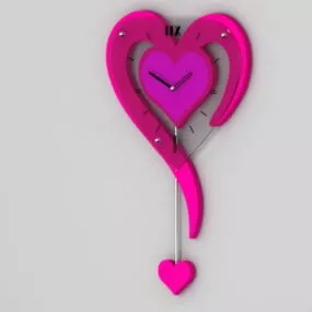 Home Heart Shaped Wall Clock 3d model