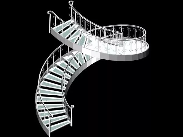 Interior Space Helical Staircase 3d model Interior Space Helical Staircase 3d model