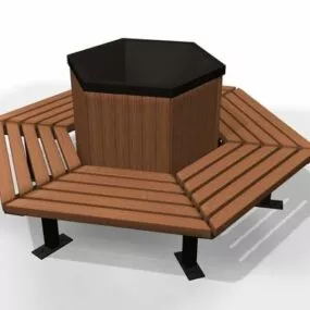 Hexagon Shaped Bench 3d model