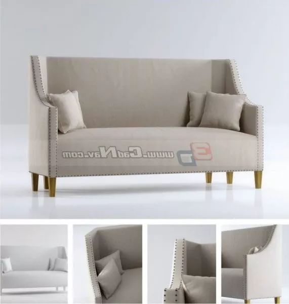 High Back Sofa Fabric Loveseat 3d model High Back Sofa Fabric Loveseat 3d model