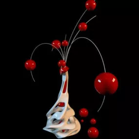 Ball Flower White Art Vase 3d model