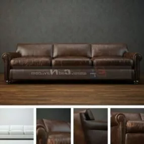 Home Furniture Brown Leather Sofa 3d model