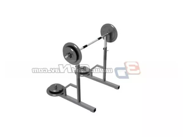 Gym Equipment Rack With Big Weights On Side 3d model
