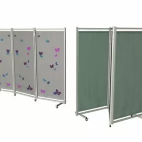 Hospital Equipment Bed Screen 3d model