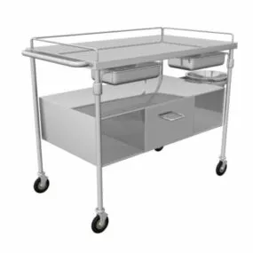 Hospital Equipment Stainless Steel Lab Cart 3d model
