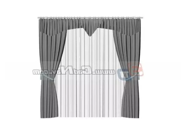 Hotel Window Curtain And Drape 3d model Hotel Window Curtain And Drape 3d model