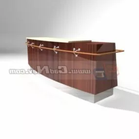 Hotel Wooden Front Desk 3d model