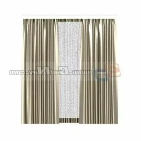 Beige Color Hotel Window Curtain 3d model