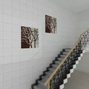 House Design With Marble Stair 3d model