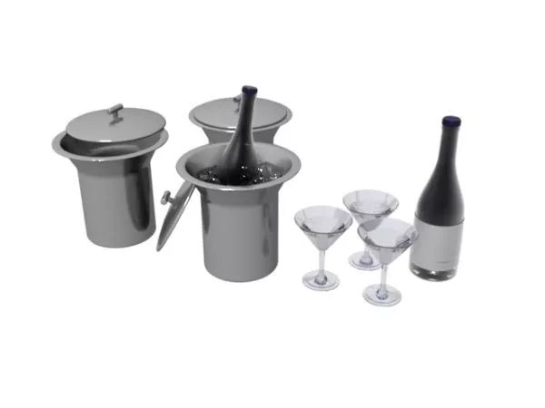 Ice Bucket Wine Party Set 3d model Ice Bucket Wine Party Set 3d model