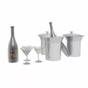 Wine With Ice Bucket 3d model