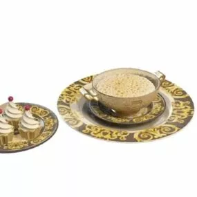 Ice Cream Soup Food Set 3d model