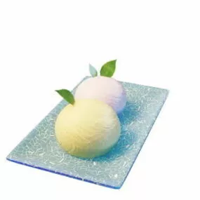 Food Ice Cream On Plate 3d model