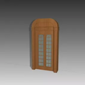 Indoor Wooden Double Glazed Door 3d model