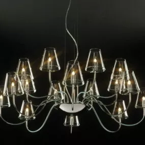 Electric Industrial Glass Chandelier 3d model