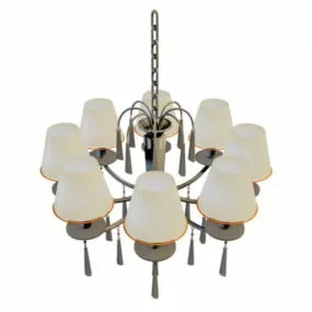 Industrial Kitchen Chandelier White Shades 3d model