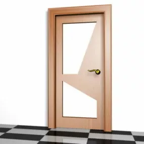 Interior Wooden Door With Glass 3d model