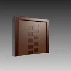 Wood Interior Double Door 3d model