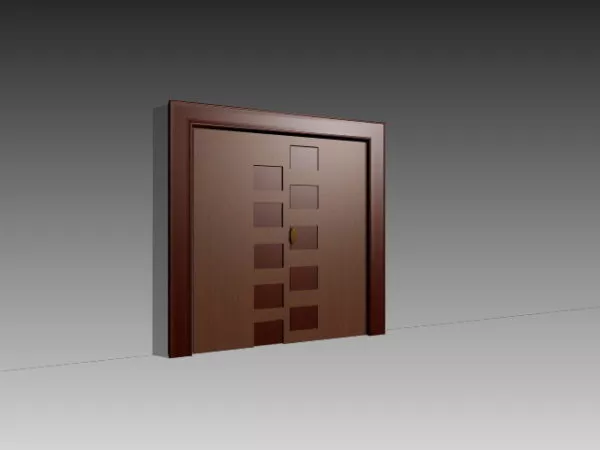 Wood Interior Double Door 3d model Wood Interior Double Door 3d model