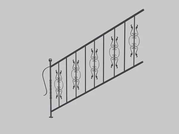Curved Stair With Rail 3d model