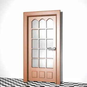 Home Interior Wood Glazed Door 3d model