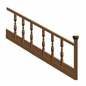 Home Interior Wooden Railings 3d model