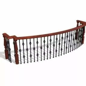 Curved Iron Balcony Railing 3d model