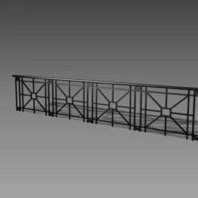 Antique Decorative Iron Balcony Railings 3d model
