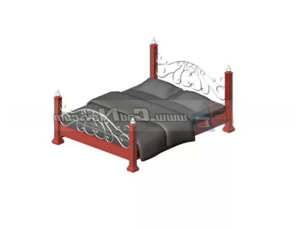 Wood Frame On Iron Bed 3d model Wood Frame On Iron Bed 3d model