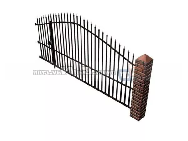 Iron Gate With Decoration Floral 3d model